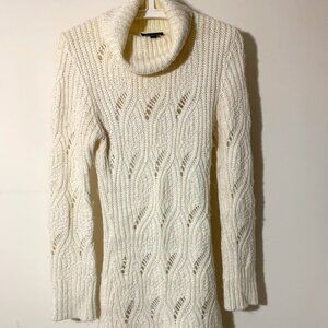 Bebe Tunic Sweater - Off White with Gold Sparkle - Women's S